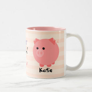 2 Couleurs Tasse potelée mignonne de porc