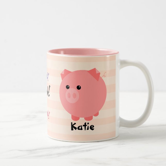 2 Couleurs Tasse potelée mignonne de porc (Droit)