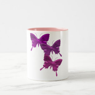 2 Couleurs Tasse pourpre de conception de papillon