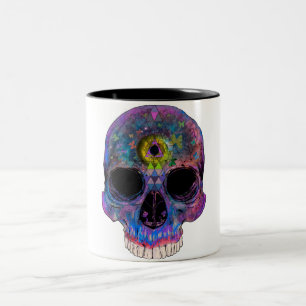 2 Couleurs Tasse psychédélique de crâne de troisième oeil