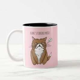 2 Couleurs Tasse rose de chat de Meh d'humeur actuelle nommée