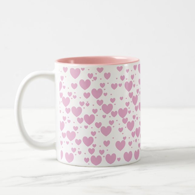2 Couleurs Tasse rose de coeurs (Gauche)