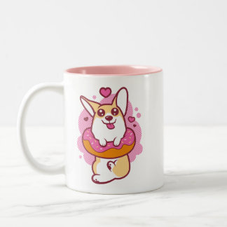 2 Couleurs Tasse rose de corgi de beignet