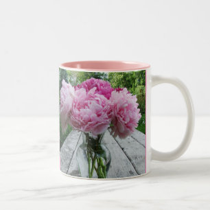 2 Couleurs Tasse rose de disposition de vase à pivoines de