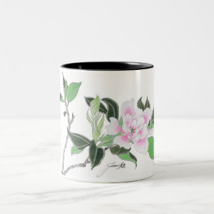 2 Couleurs Tasse rose de fleur