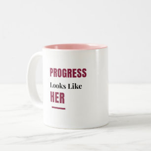 2 Couleurs Tasse rose « Le progrès ressemble à elle » – Cadea
