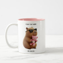 Tasse Rose Ourson Câlin Capybara Nom Personnalisé