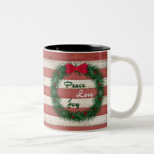 2 Couleurs Tasse rouge de guirlande de rayure de paix,