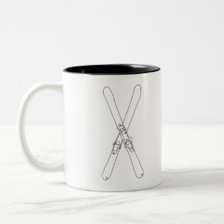 2 Couleurs Tasse skis croisés dessin linéaire