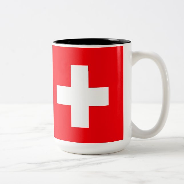 2 Couleurs Tasse suisse de drapeau (Droit)