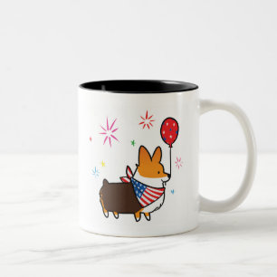 2 Couleurs Tasse tricolore rouge   CorgiThings de l'Amérique