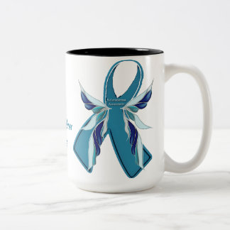 2 Couleurs Tasse turquoise de cause de ruban de conscience de