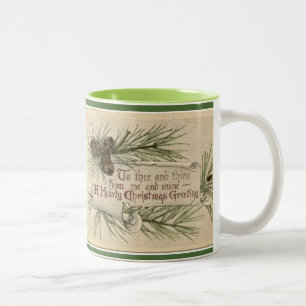 2 Couleurs Tasse vintage de tasse de café de scène de Noël