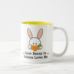2 Couleurs Un certain lapin en Indiana m'aime tasse