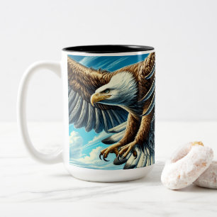 2 Couleurs une tasse à l'image d'un aigle fort volant