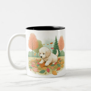 2 Couleurs Une tasse de café pour un chien confus avec des fe