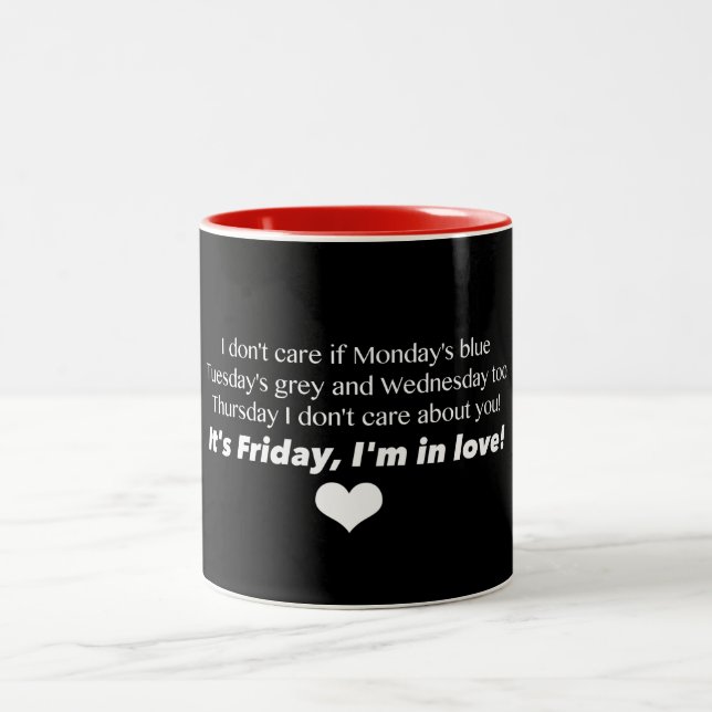 2 Couleurs Vendredi je suis dans l'amour ! Tasse (Centre)