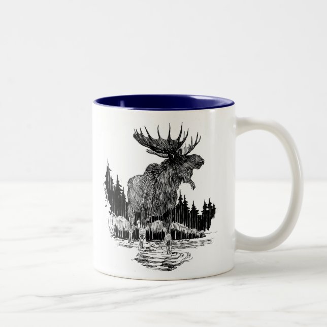 2 Couleurs Vieille tasse de café grande d'orignaux (Droit)