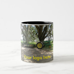 2 Couleurs Vieille tasse de café verte de tracteur