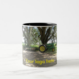2 Couleurs Vieille tasse de café verte de tracteur