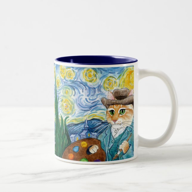 2 Couleurs Vincent van Gogh, nuit étoilée charrient la tasse (Droit)