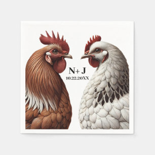 2 Country Chickens Farm Barnyard Hochzeit Serviette