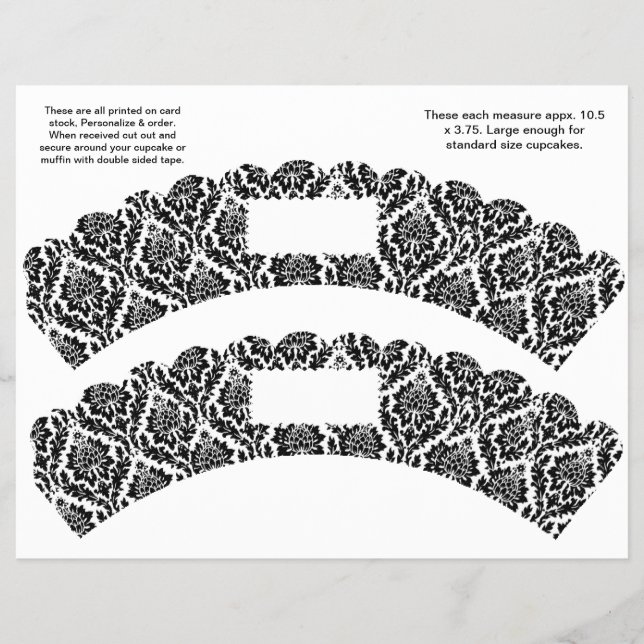 2 Damask Design Custom Cupcake Wrappers Flyer (Vorne)