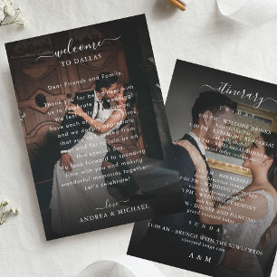 2 Dark Foto Wedding Welcome Letter Itinerary Card Einladung