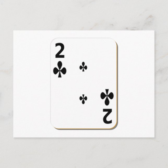 2 der Clubs, die Spielkarte Postkarte (Vorderseite)