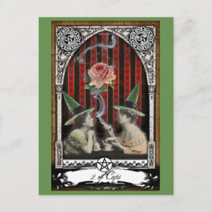 2 der Kelche Victorian Witch Tarot Postkarte
