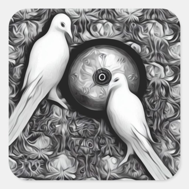 2 Doves Quadratischer Aufkleber (Vorderseite)