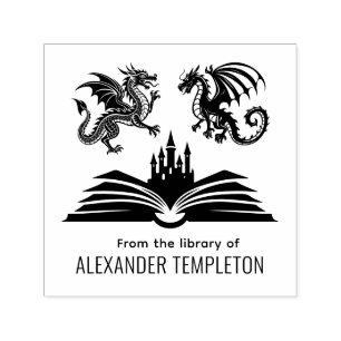 2 Dragons Book Castle From the Library of Name SQ Permastempel