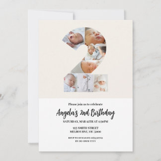 2. Einladung zum Geburtstag Minimalistisch - Numme