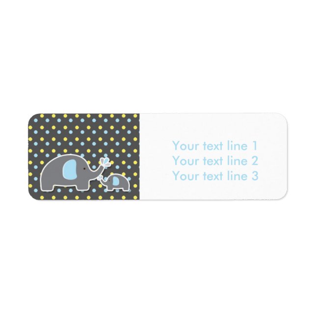 2 Elephants Baby Duwer Blue Modern Address Labels (Vorne)