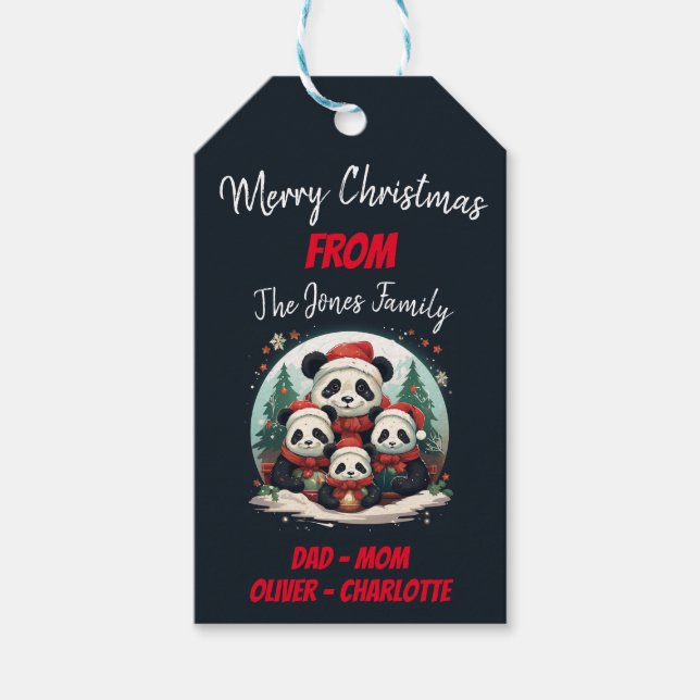 2 Eltern 2 Kinder - Weihnachtsfamilie Geschenkanhänger (Vorderseite)