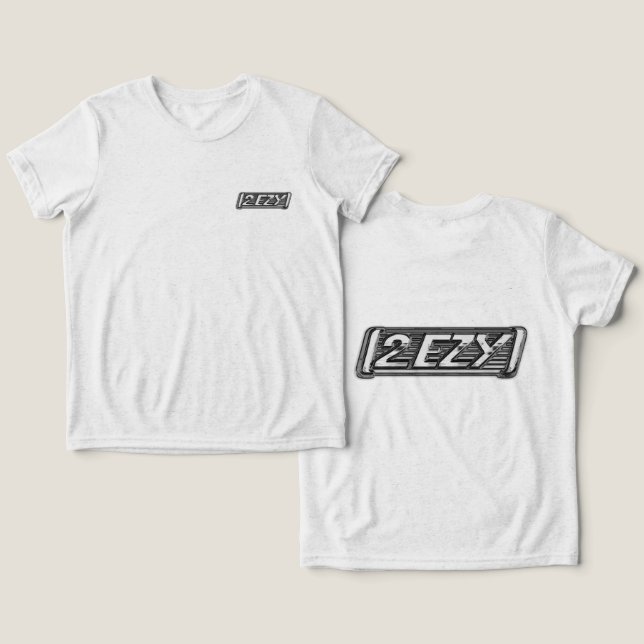 "2 EZY" Jungs Industriegaschnitter, leichter T - S Tri-Blend Shirt (Design Vorderseite & Rückseite)