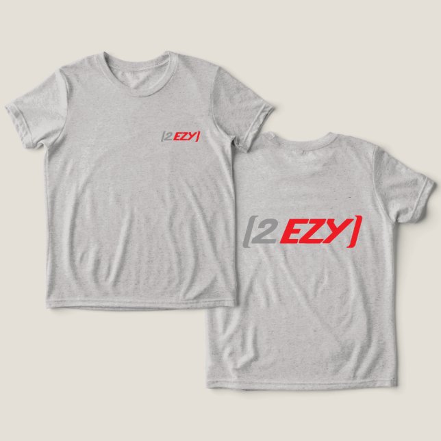 "2 EZY" Kinderlogo auf einem leichten T - Shirt ro (Design Vorderseite & Rückseite)
