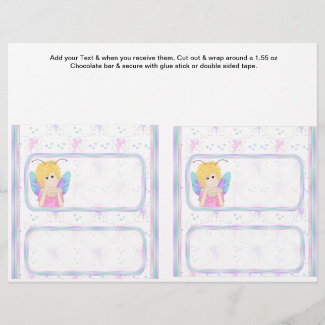 2 Fairy Birthday Custom Candy Bar Wrappers Flyer (Vorne)