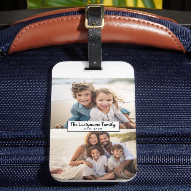 2 Familienname für FotoCollage - Horizontale Bilde Gepäckanhänger (Vorderseite Insitu 2)