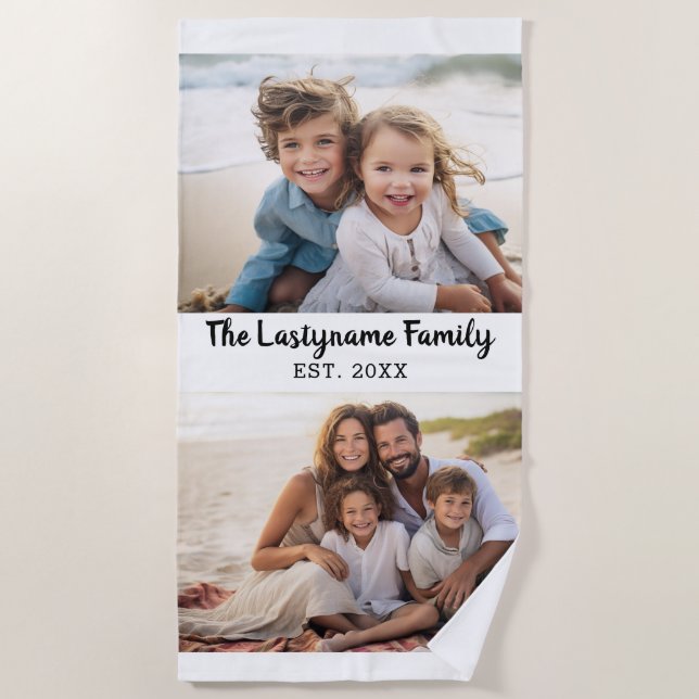 2 Familienname für FotoCollage - Horizontale Bilde Strandtuch (Vorderseite)