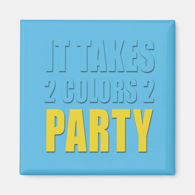 2 Farben 2 Party gelb:blau Magnet (Vorne)