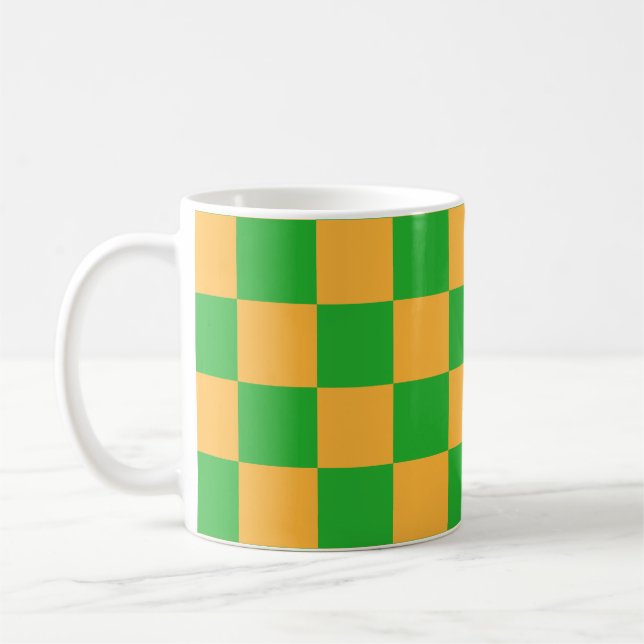 2 Farben Schachbrett-Quadrat-Muster  Kaffeetasse (Links)