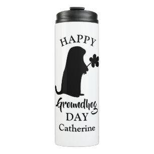 2. Februar   Happy Groundhog Day Personalisiert Na Thermosbecher
