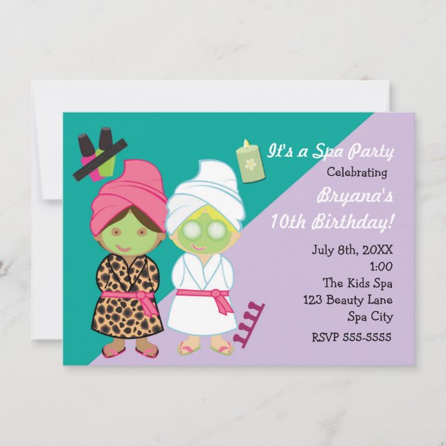 2 Filles Spas Beauté Makeover Party Invitation (Devant)