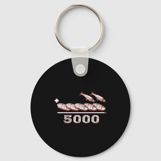 2 Fishes 5 Breads Jesus Feeds The 5000 Christian B Schlüsselanhänger (Vorderseite)