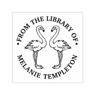 2 Flamingos Stehende Bibliotheksbuch Name Permastempel