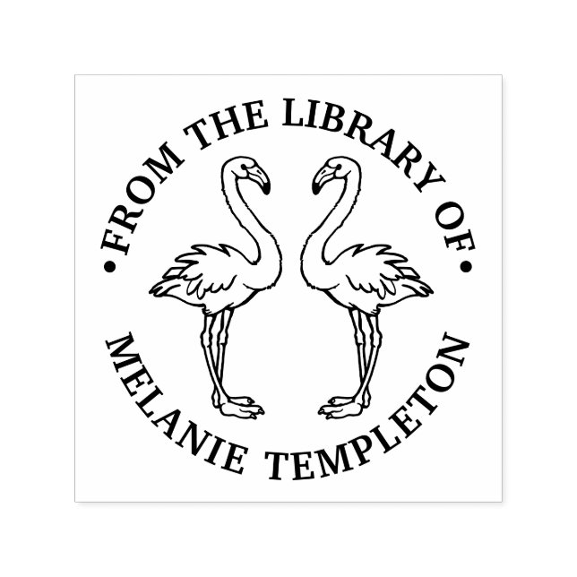 2 Flamingos Stehender Bibliotheksname Permastempel (Design)