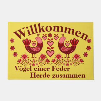 2 Folk Vögel einer Feder, Willkommen, rot Fußmatte
