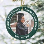 2 Foto Abschluss Elegant Modernes Grün und Weiß Keramik Ornament<br><div class="desc">Erinnern Sie sich an den Erfolg des Absolventen mit einem eleganten grünen und weißen Brauch zwei Foto rund Abschluss Weihnachtsschmuck. Bilder und Text sind einfach zu verändern und können auf Vorder- und Rückseite unterschiedlich sein. (IMAGE & TEXT DESIGN TIPS: 1) Um die Position der Formulierung anzupassen, fügen Sie Leerzeichen am...</div>