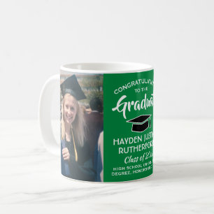 2 Foto Abschluss Glückwunsch Grün Weiß und Schwarz Kaffeetasse